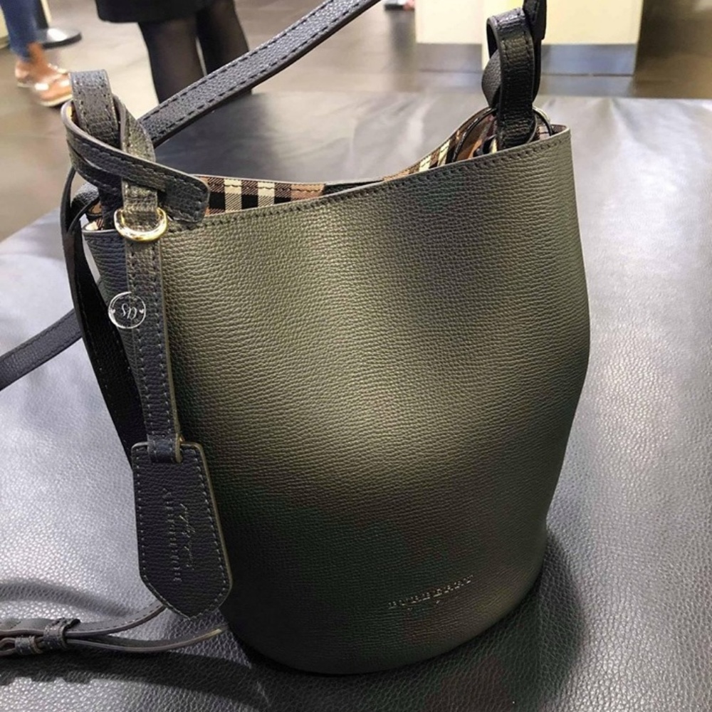 Burberry Bucket Lorne Black Leather Cross Body Bag